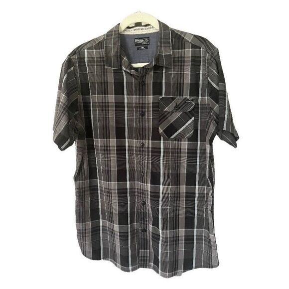 O’Neill Plaid Short Sleeve Button Up Top Shirt Men’s Large - Picture 1 of 5